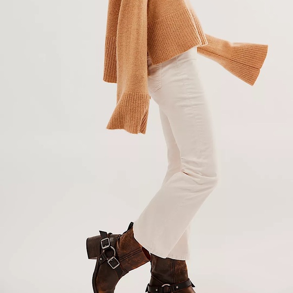 NEW Free People In My Feelings Velvet Crop Slim Flare Pants - Picture 3 of 15